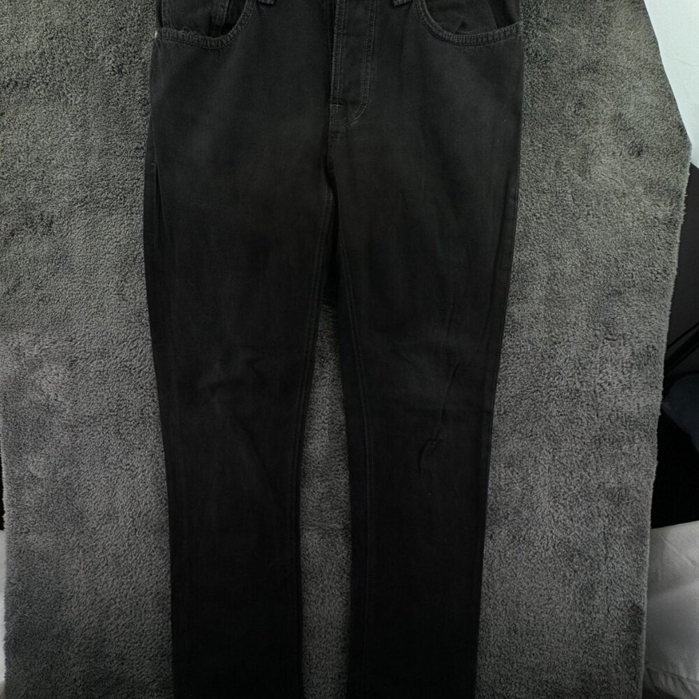 Nudie Jeans Off Beat Black Cotton Straight Cut Denim Button Fly Adult Men